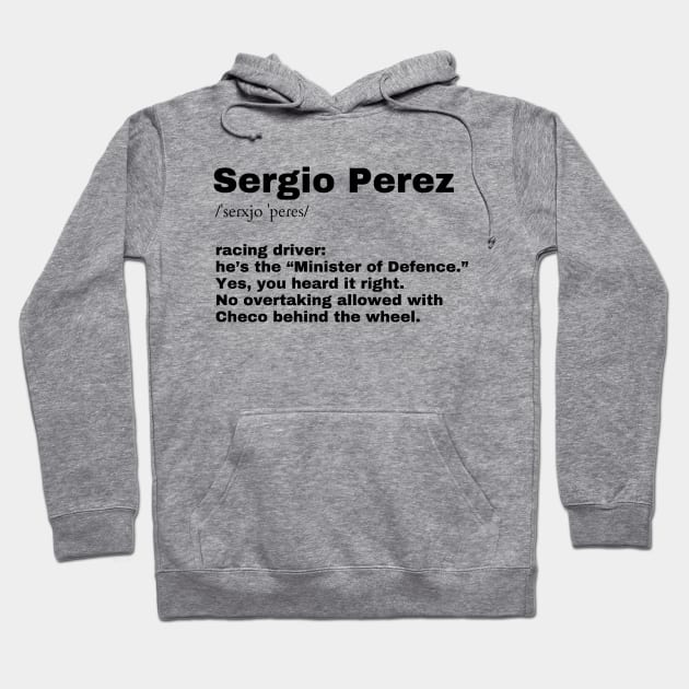 Checo Perez, Ministry of defence F1 T-shirt, Formula 1, dictionary definition Hoodie by BobaTeeStore